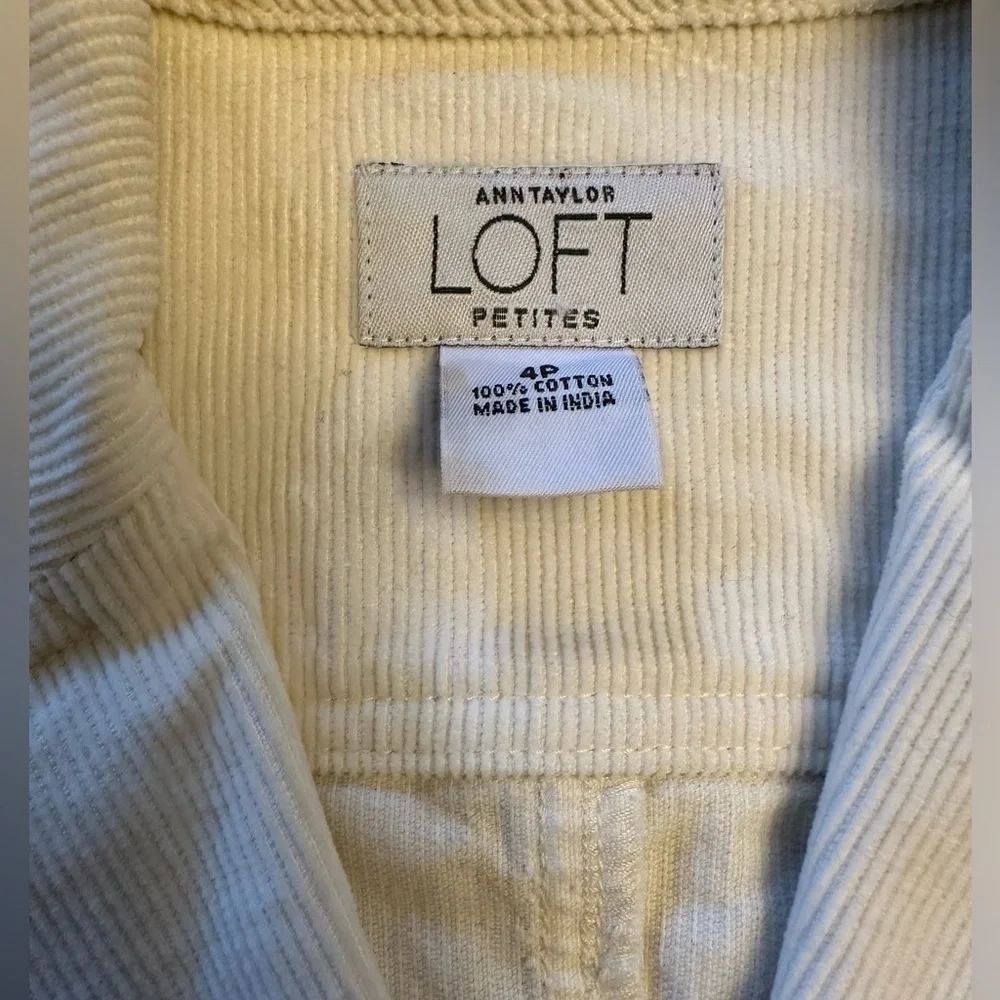 Anne Taylor Loft Corduroy  Blazer Business Casual Minimalist Cream Petite 4